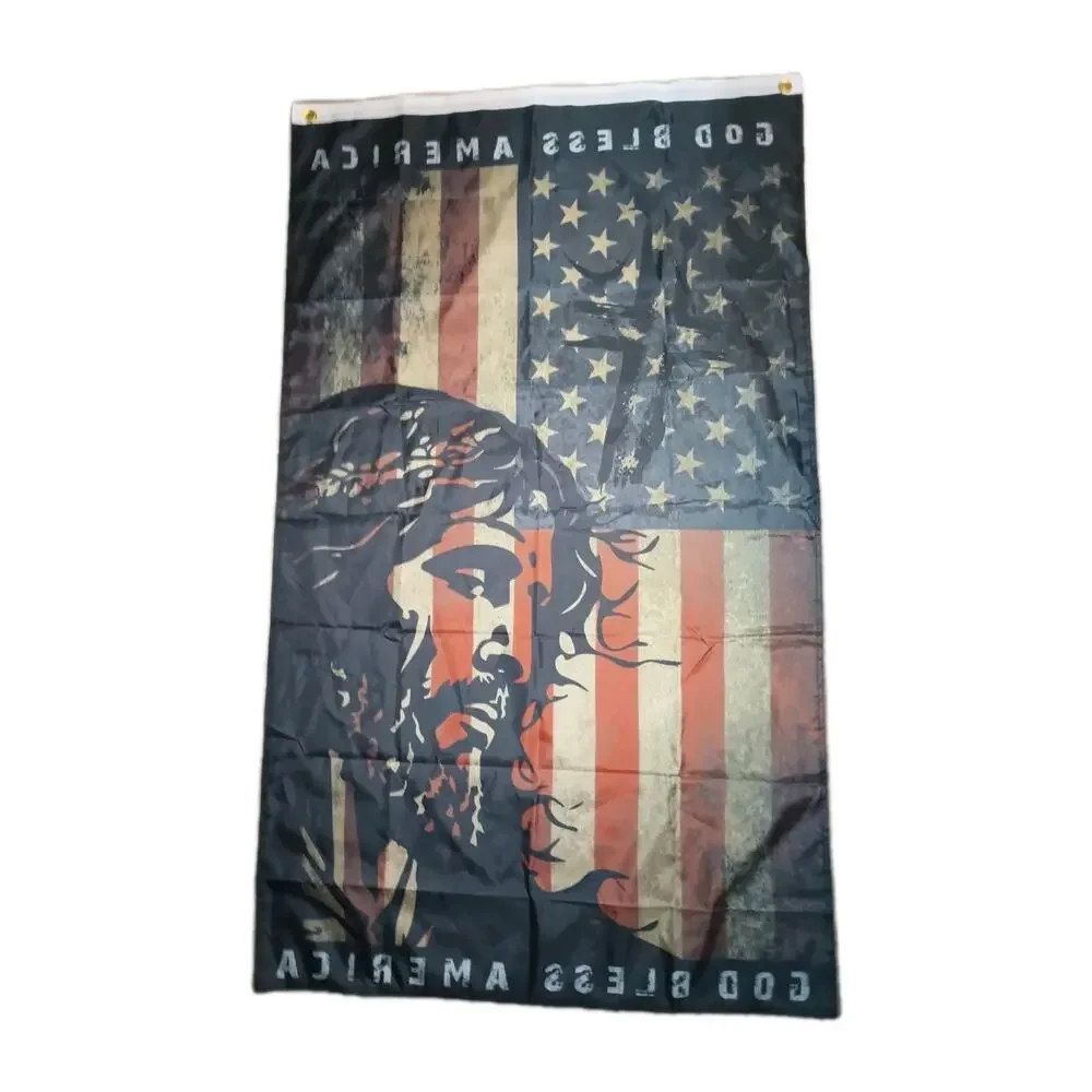 God Bless America 3 x 5 ft Flag USA Jesus Christ and Cross Patriotic Large New